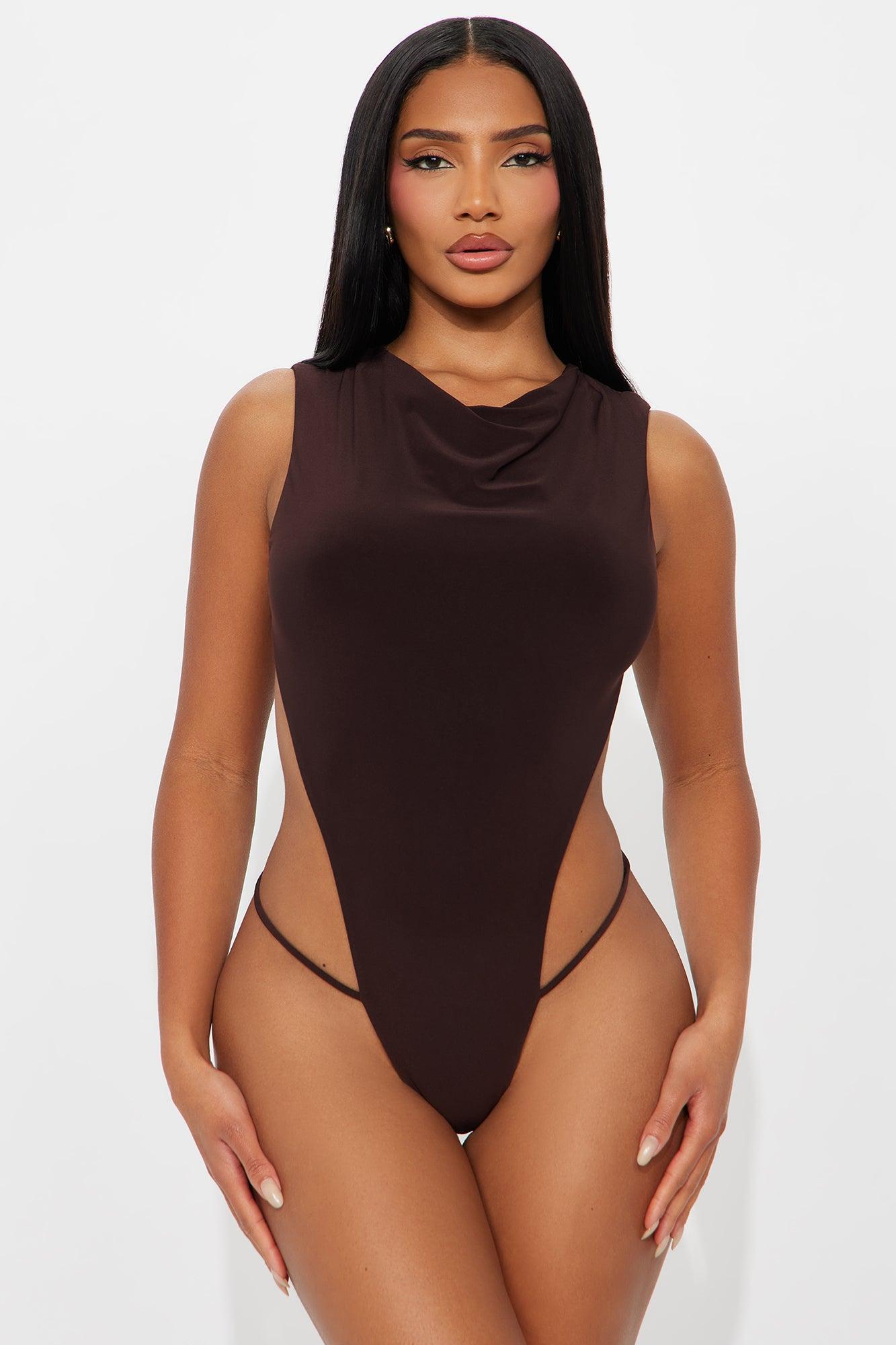Power Play Backless Bodysuit Pant Set - Chocolate Product Image
