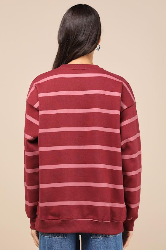 Los Angeles Red Striped Oversized Sweatshirt Product Image