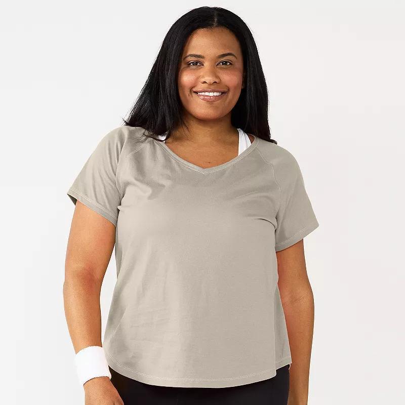 Plus Size Tek Gear Core V-Neck Tee, Womens Silver Boardwalk Product Image