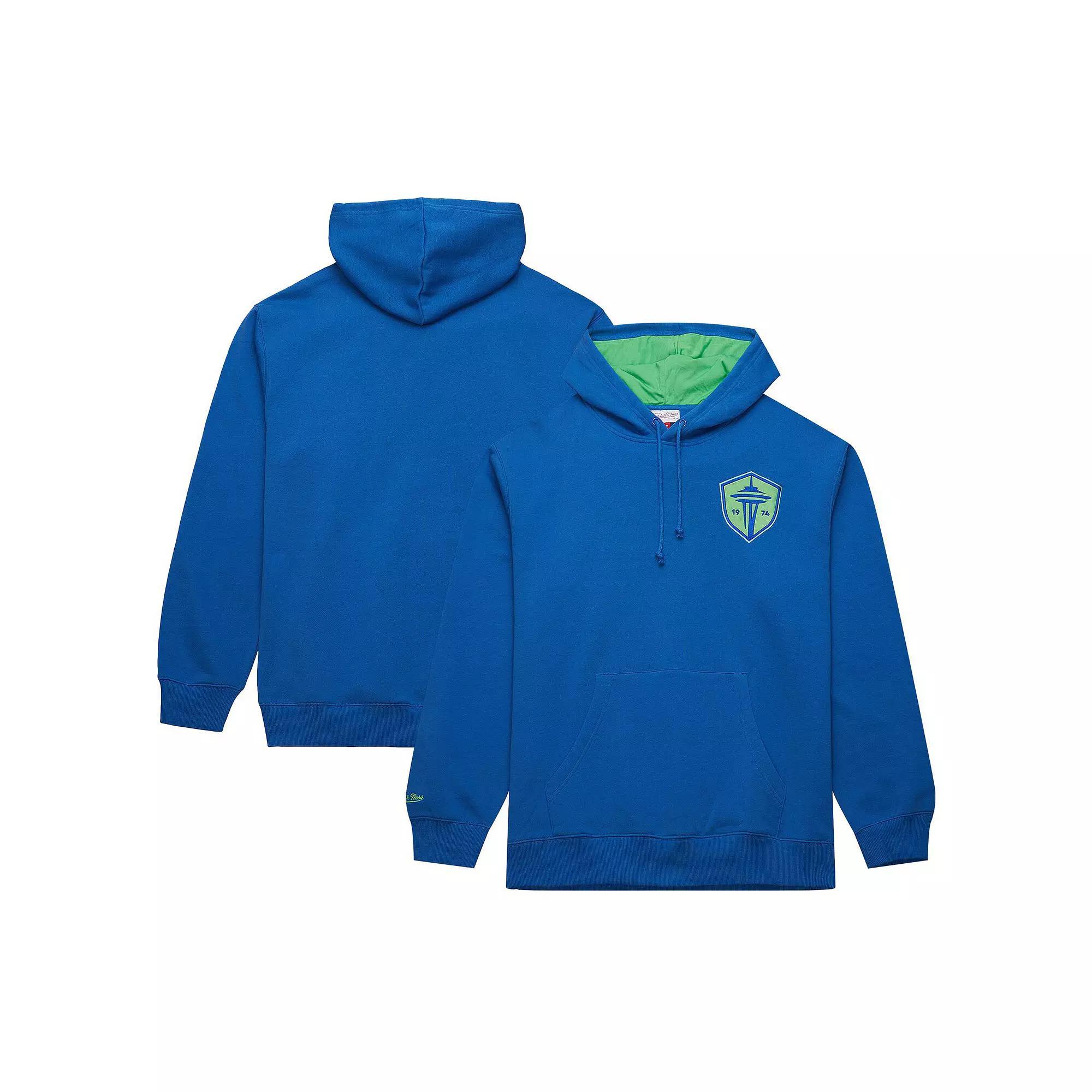 Men's Mitchell & Ness Blue Seattle Sounders FC Crest Fleece Pullover Hoodie, Size: Medium Product Image
