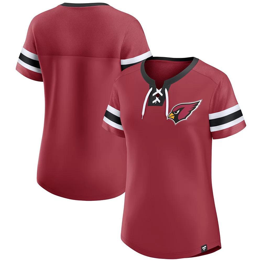 Women's Fanatics  Garnet Arizona Cardinals Lace-Up Bling T-Shirt, Size: 2XL, Red Product Image