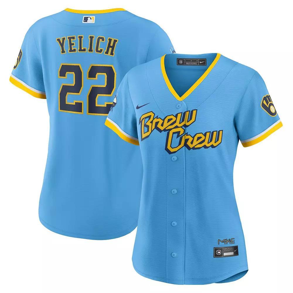 Womens Nike Christian Yelich Powder Blue Milwaukee Brewers 2022 City Connect Replica Player Jersey Product Image