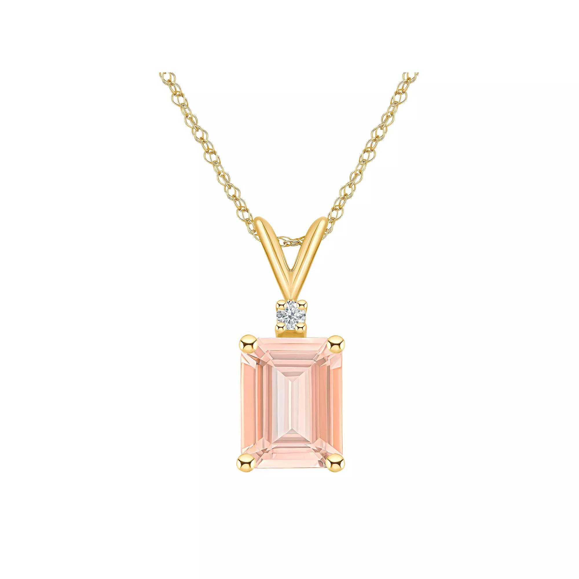 Celebration Gems 14k White Gold Gemstone & Diamond Accent Pendant Necklace, Women's, Size: 18", Morganite Product Image