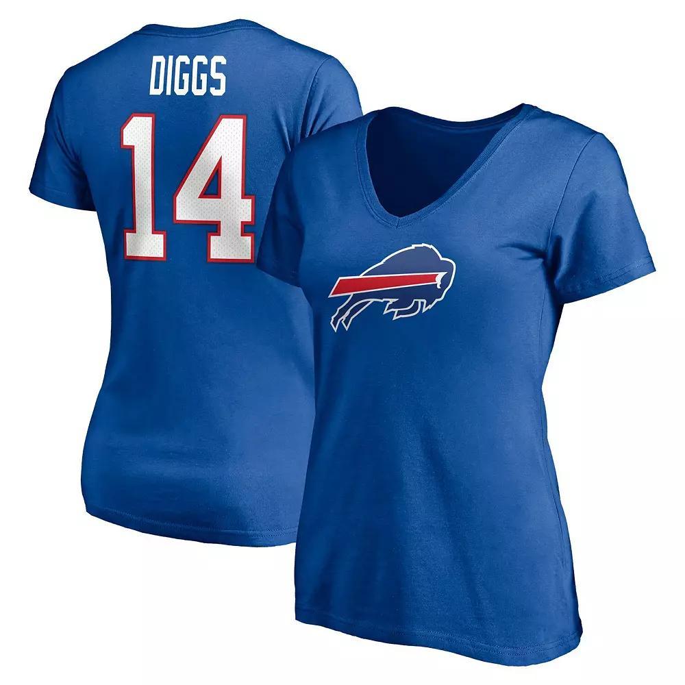 Women's Fanatics Branded Stefon Diggs Royal Buffalo Bills Player Icon Name & Number V-Neck T-Shirt, Size: 2XL, Blue Product Image