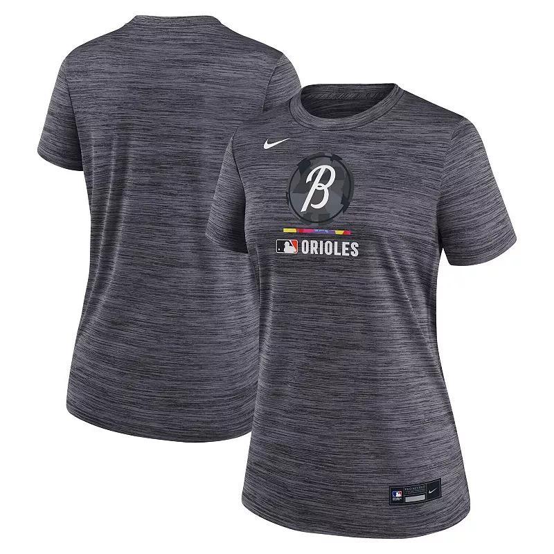 Women's Nike Charcoal Baltimore Orioles Authentic Collection City Connect Velocity Performance T-Shirt, Size: Medium Product Image
