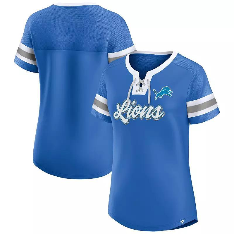 Women's Fanatics  Powder Blue Los Angeles Chargers True Catch Iconic Rhinestone Bling Athena Lace-Up T-Shirt, Size: 2XL, Light Product Image