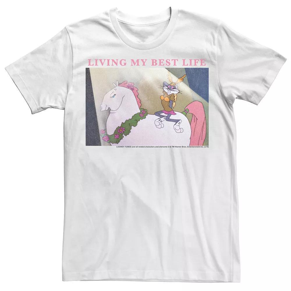 Men's Looney Tunes Bugs Bunny "Living My Best Life" Poster Tee, Size: Small, White Product Image