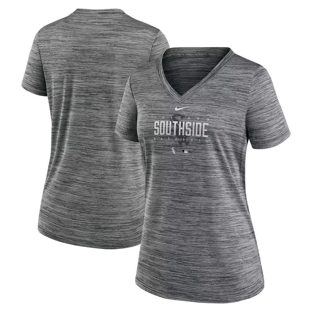 Women's Nike  Navy Chicago Cubs City Connect Velocity Practice Performance V-Neck T-Shirt, Size: XS, Blue Product Image