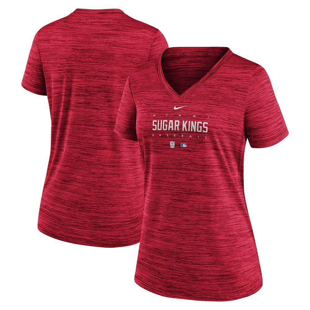 Women's Nike  Red Miami Marlins City Connect Velocity Practice Performance V-Neck T-Shirt, Size: 2XL Product Image