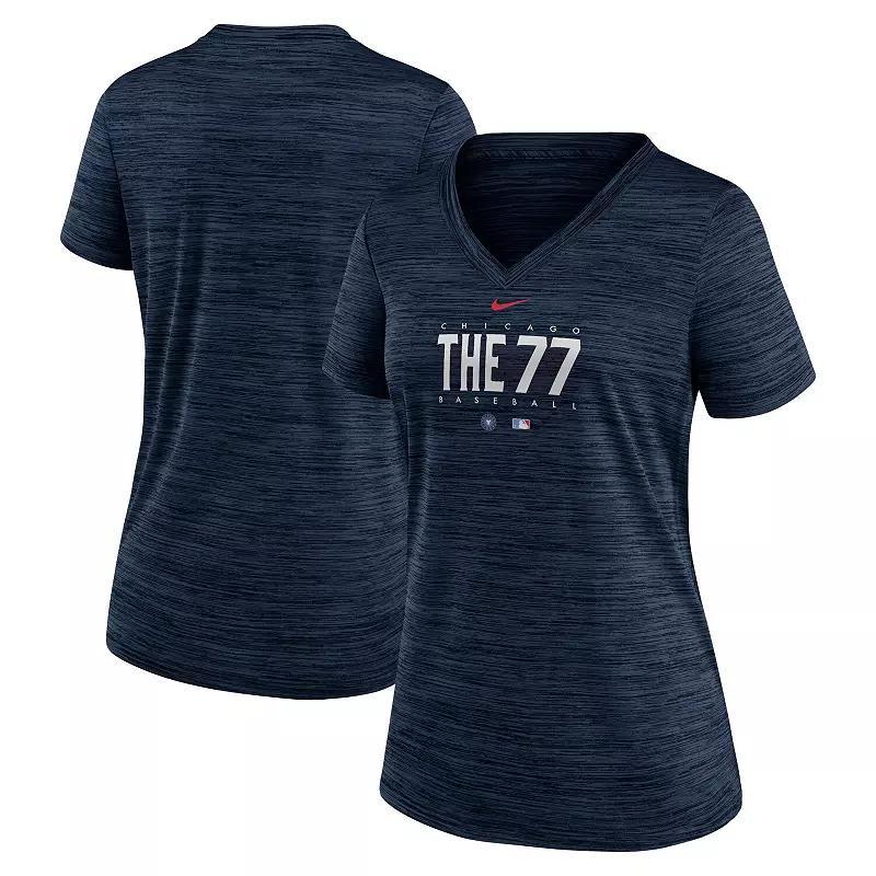 Women's Nike  Navy Chicago Cubs City Connect Velocity Practice Performance V-Neck T-Shirt, Size: XS, Blue Product Image
