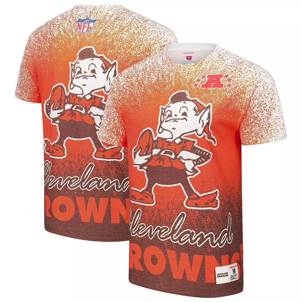 Men's Mitchell & Ness  White Cleveland Browns Team Burst Vintage Logo T-Shirt, Size: XL Product Image