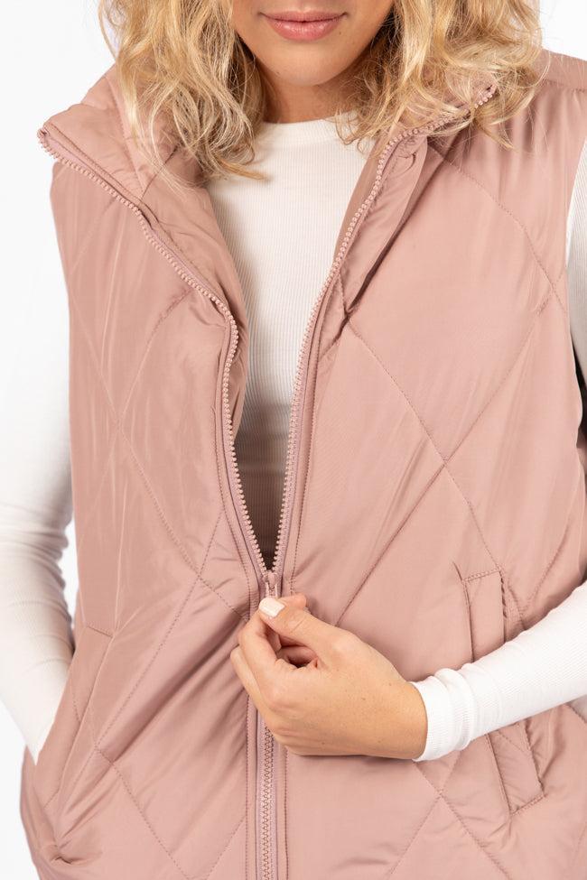 Mountainside Moment Mauve Quilted Puffer Vest SALE Product Image