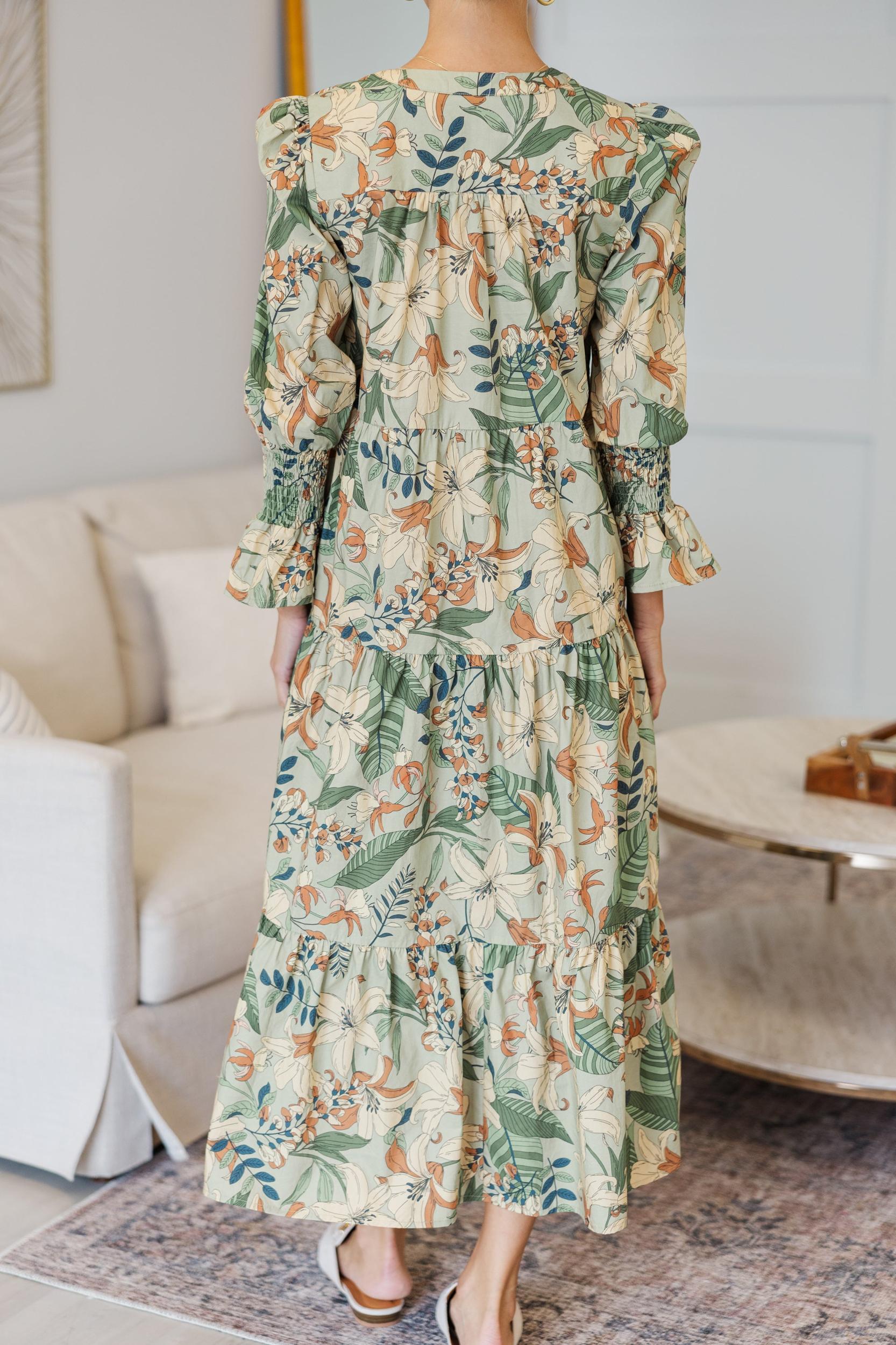 NURSING COLLECTION: What A Surprise Sage Floral Midi Dress Female Product Image