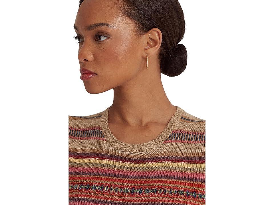 Lauren Ralph Lauren Fair Isle Striped Short Sleeve Sweater Women's Clothing Product Image
