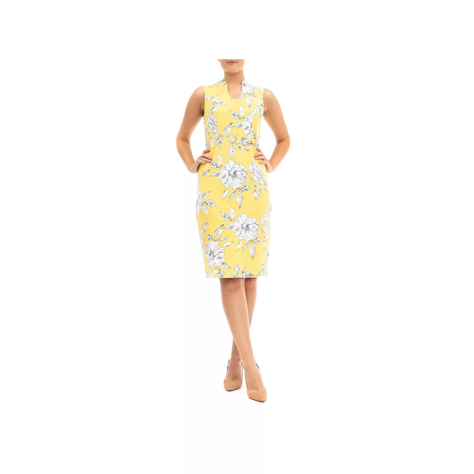 Womens Nina Leonard U-Neck Midi Sheath Dress Product Image