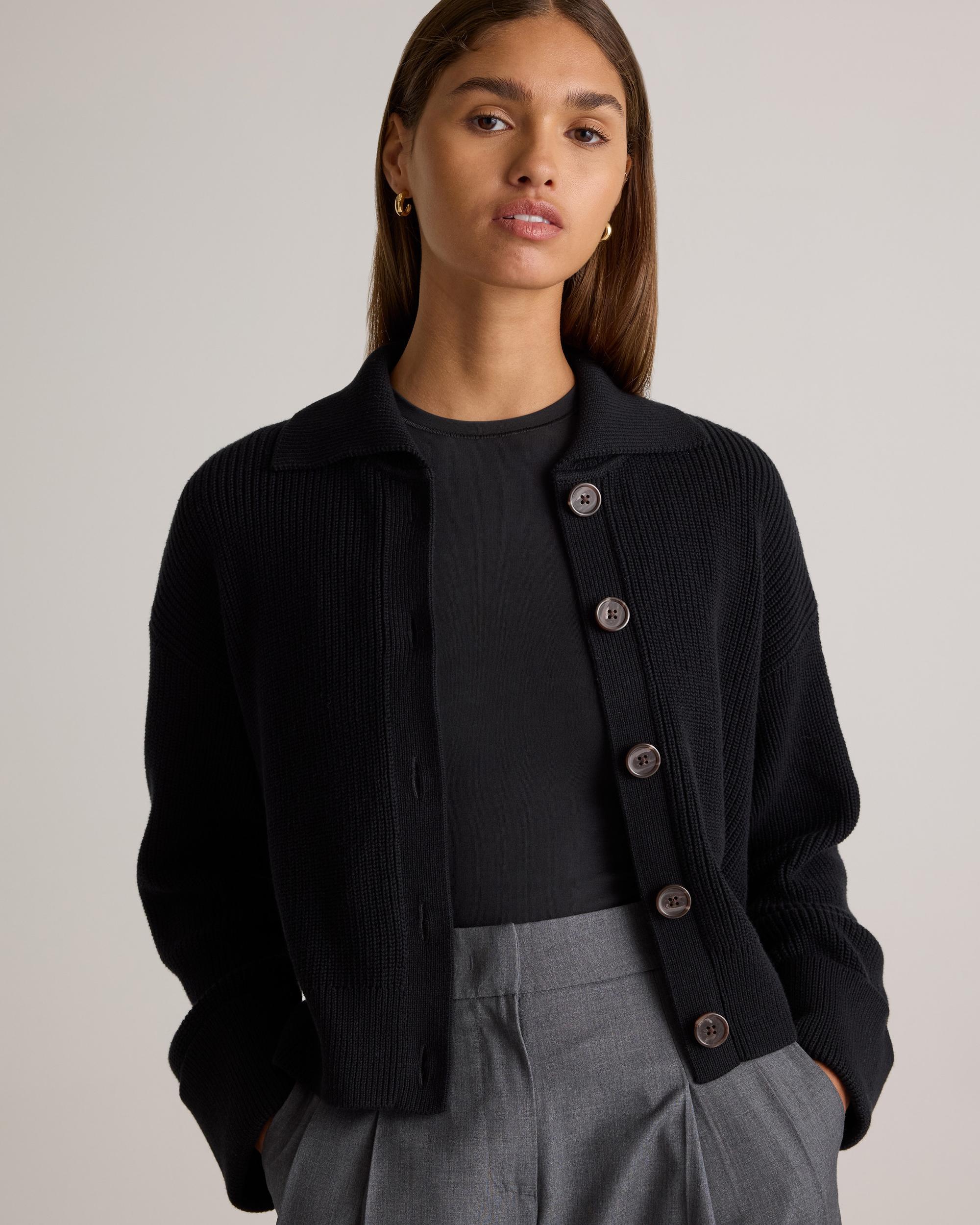 Quince | Women's Fisherman Collared Cardigan Sweater Size XL, Organic Cotton Product Image