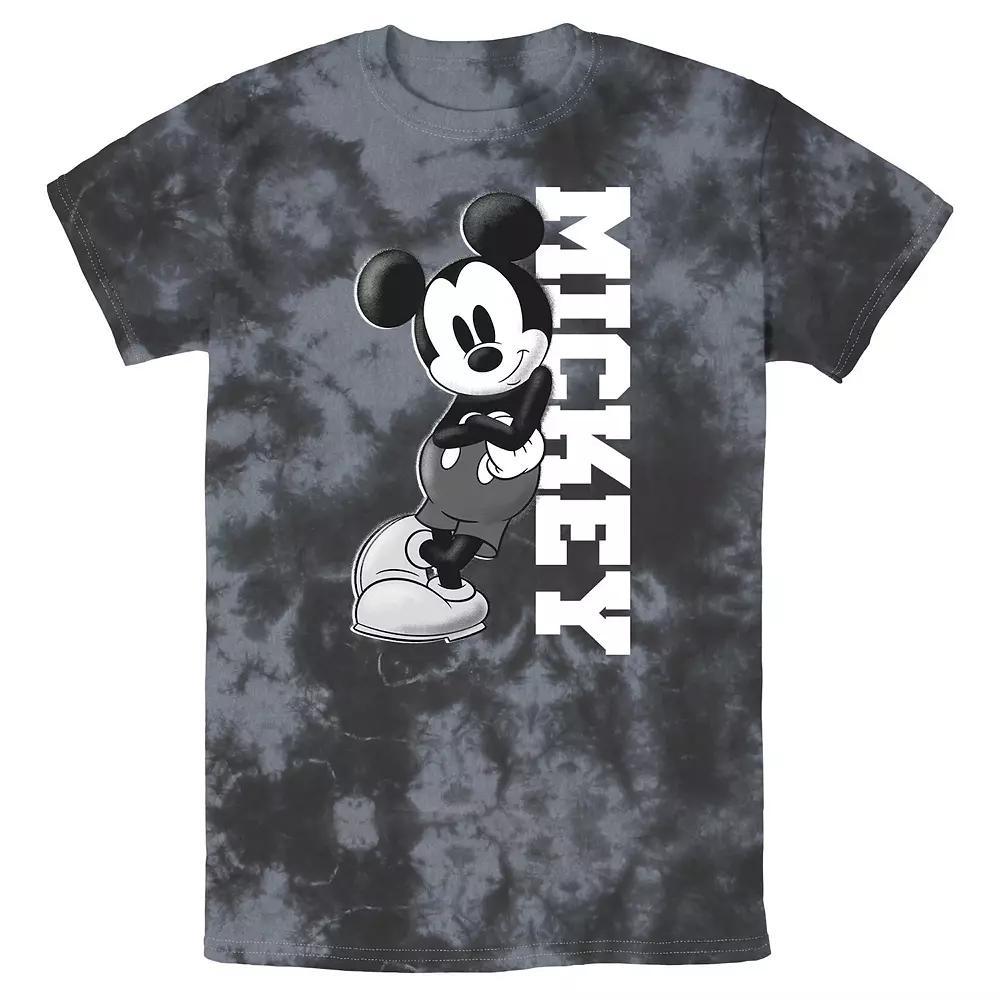 Men's Disney Mickey Mouse Leaning on Name Wash Tee, Size: Large, Black Grey Product Image