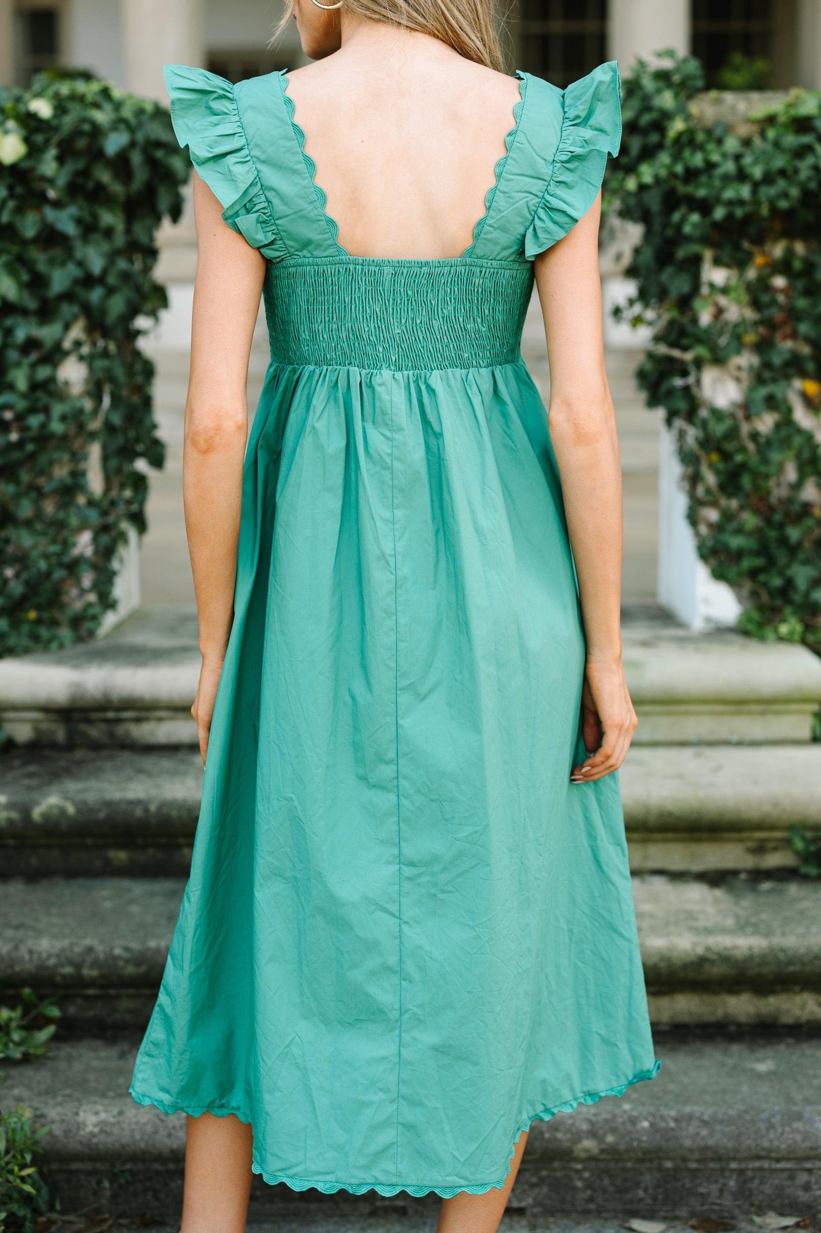Doing It All Green Ruffled Midi Dress Female Product Image