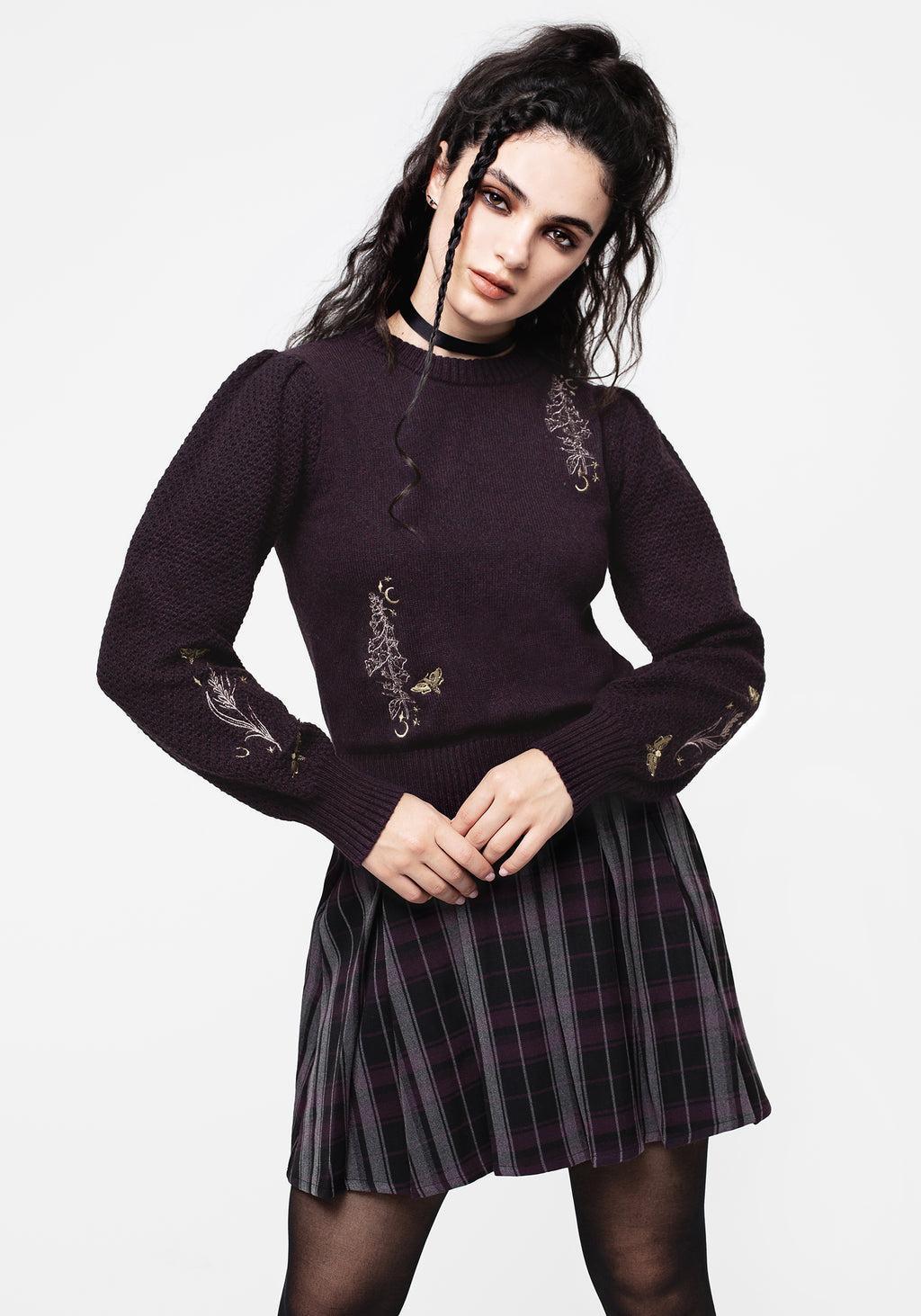 Foxglove Embroidered Knit Sweater Product Image