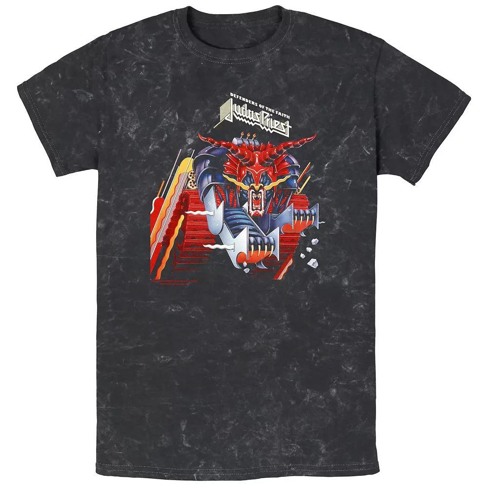 Men's Judas Priest Defenders Of The Fait Mineral Wash Graphic Tee, Size: XL, Black Product Image