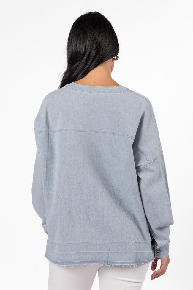 Before Daylight Light Wash Chambray Blouse FINAL SALE Product Image