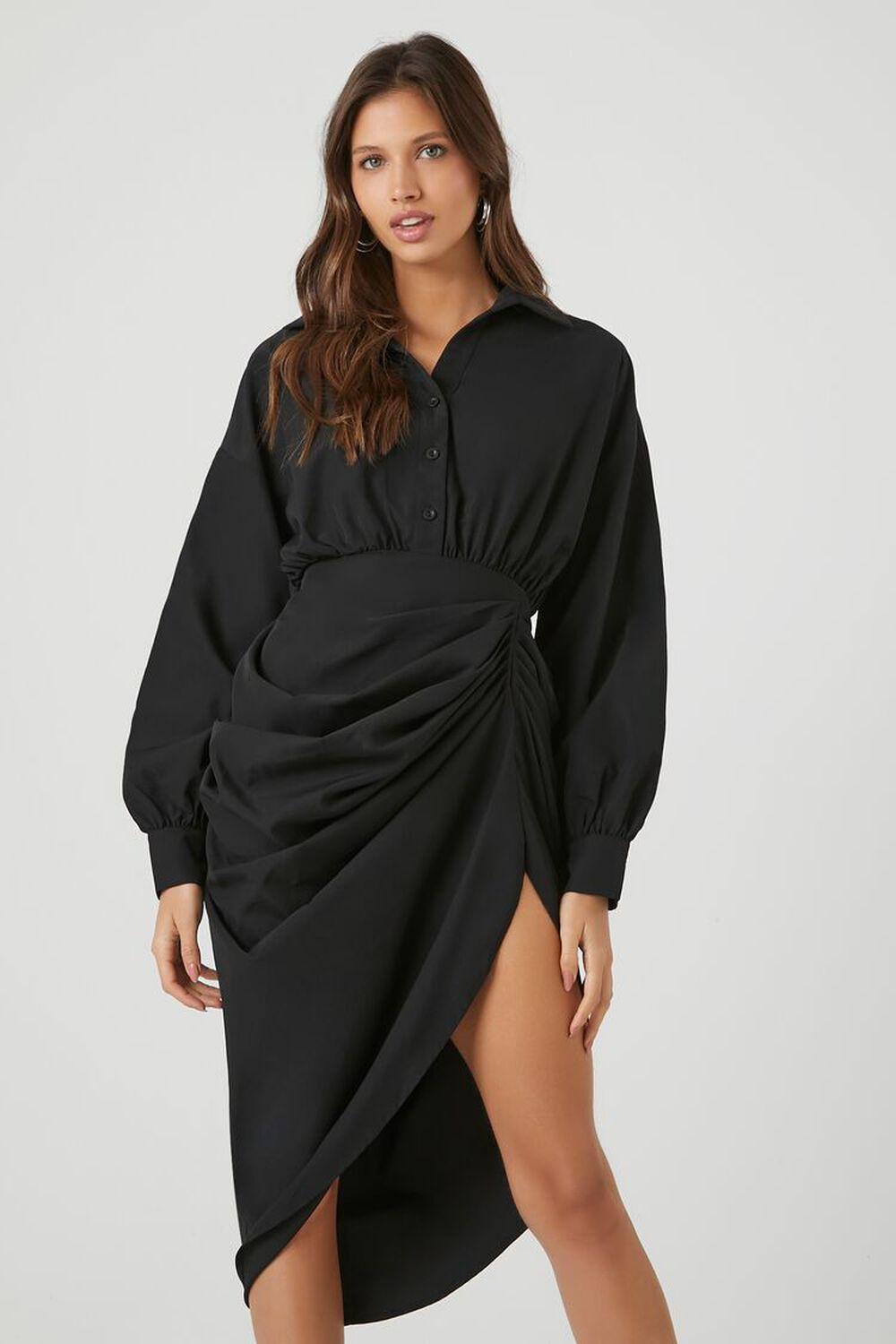 Pintucked Midi Shirt Dress | Forever 21 Product Image