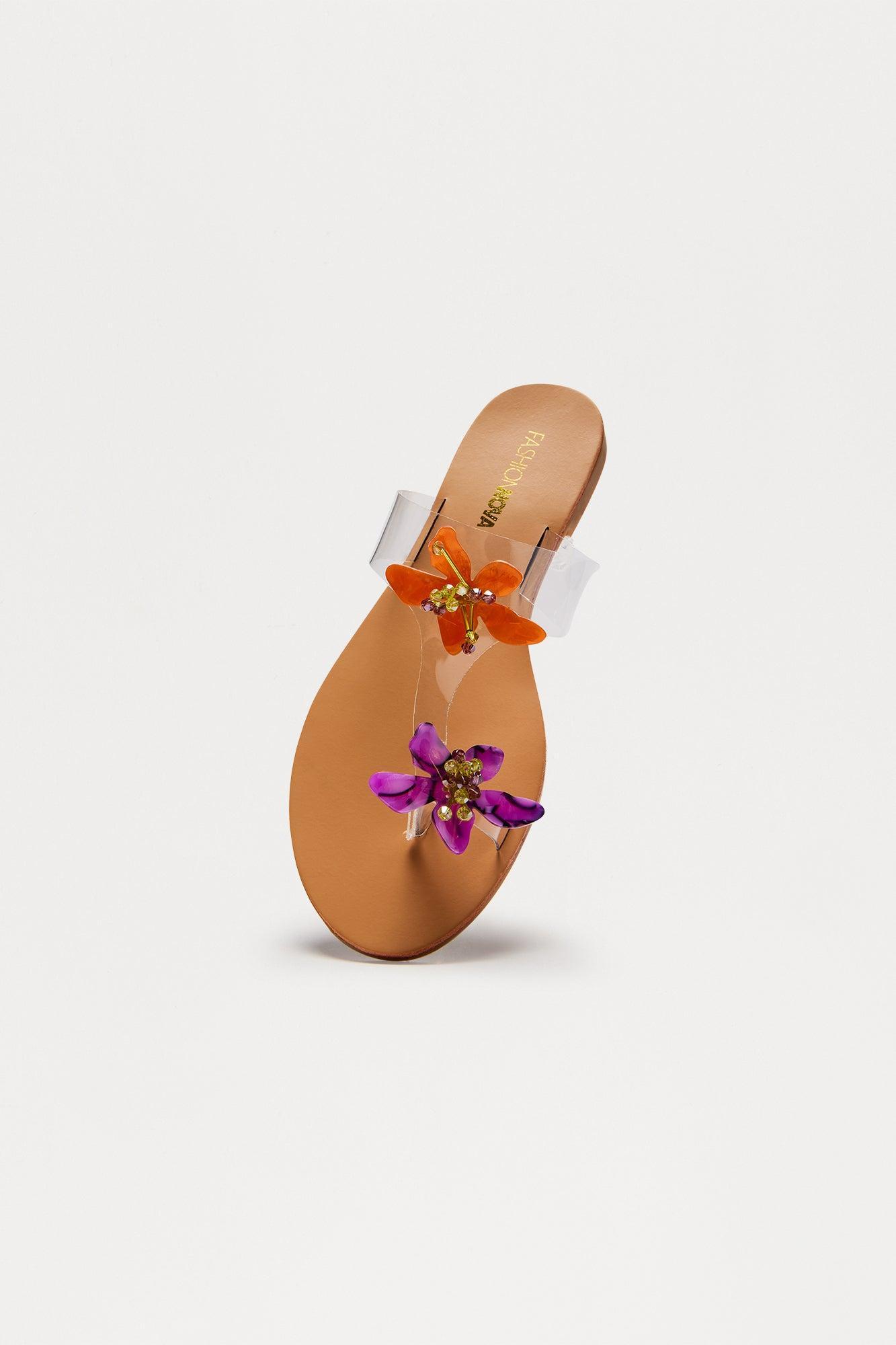 Petite Petals Toe Ring Flip Flops - Nude Product Image