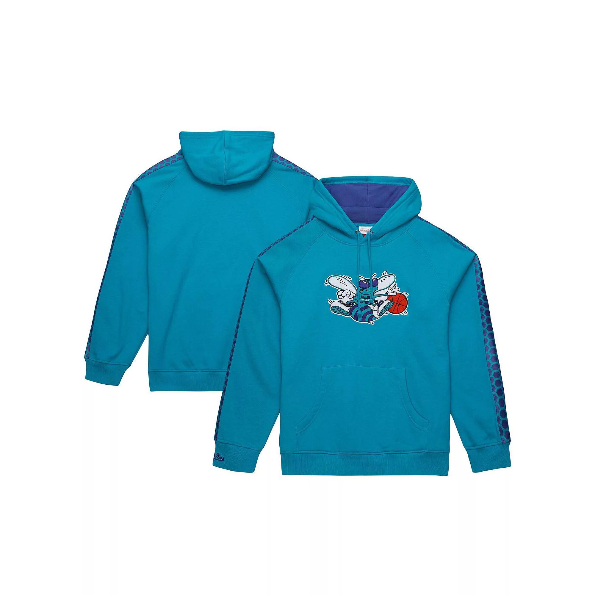 Men's Mitchell & Ness Teal Charlotte Hornets Hardwood Classics Nights Raglan Pullover Hoodie, Size: Medium, Chr Blue Product Image