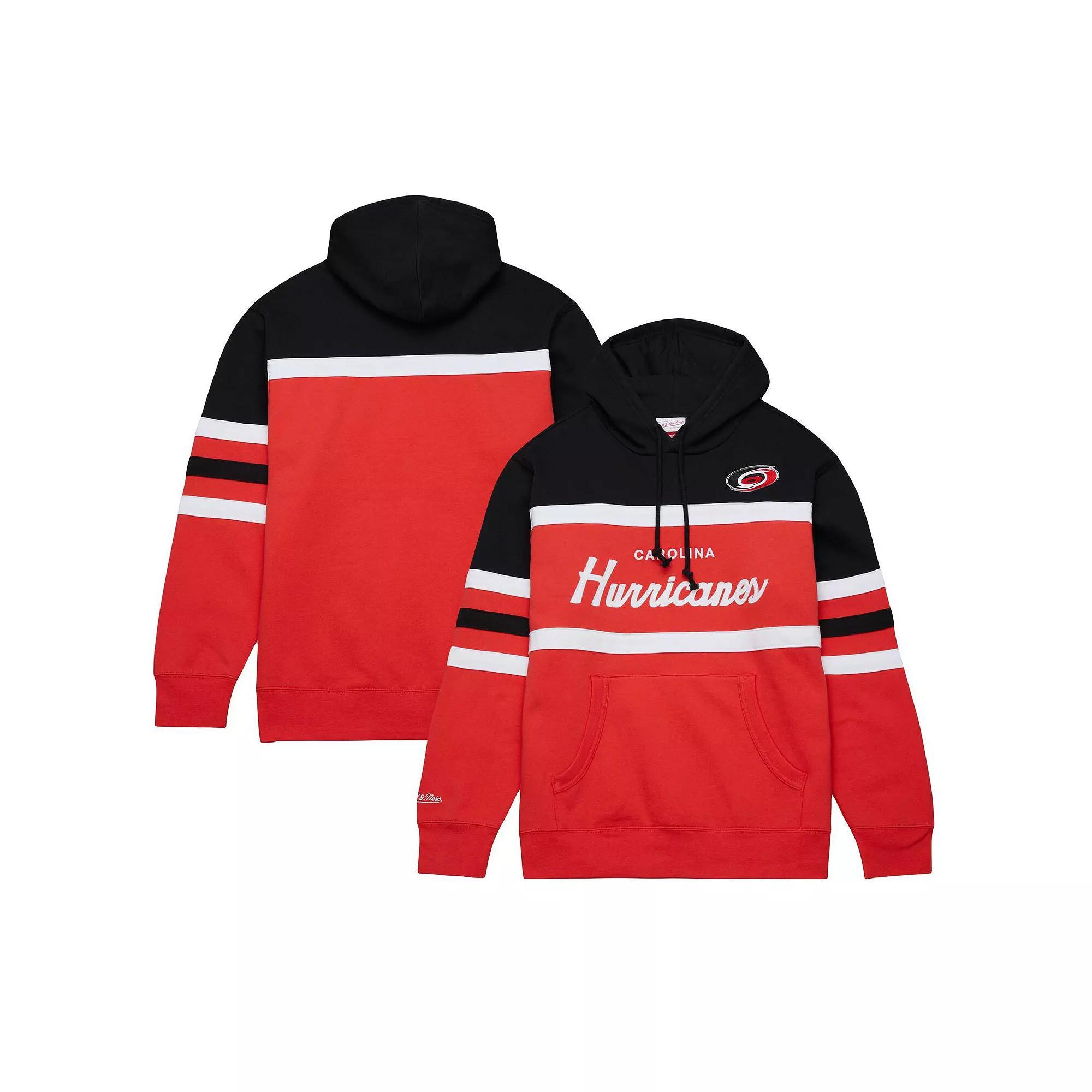 Men's Mitchell & Ness Red/Black Carolina Hurricanes Head Coach Pullover Hoodie, Size: 2XL Product Image