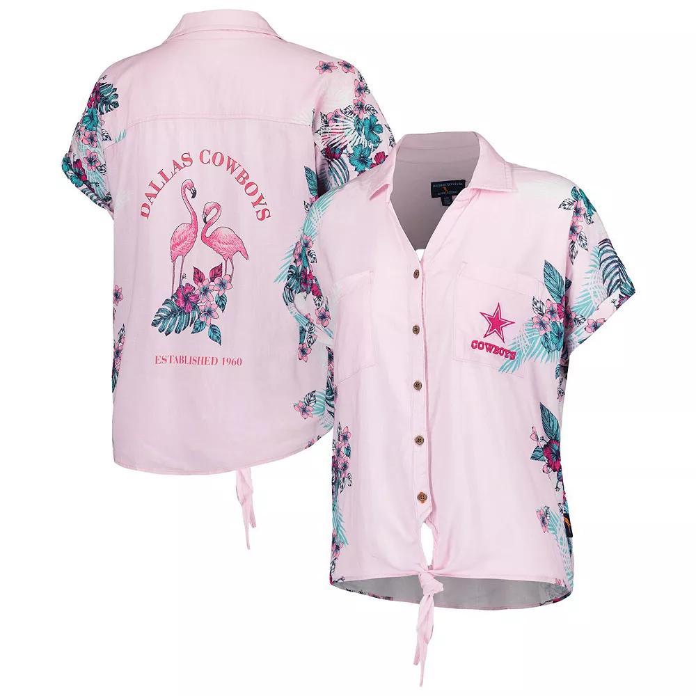 Women's Margaritaville Pink Dallas Cowboys Stadium Tie-Front Button-Up Shirt, Size: Small Product Image