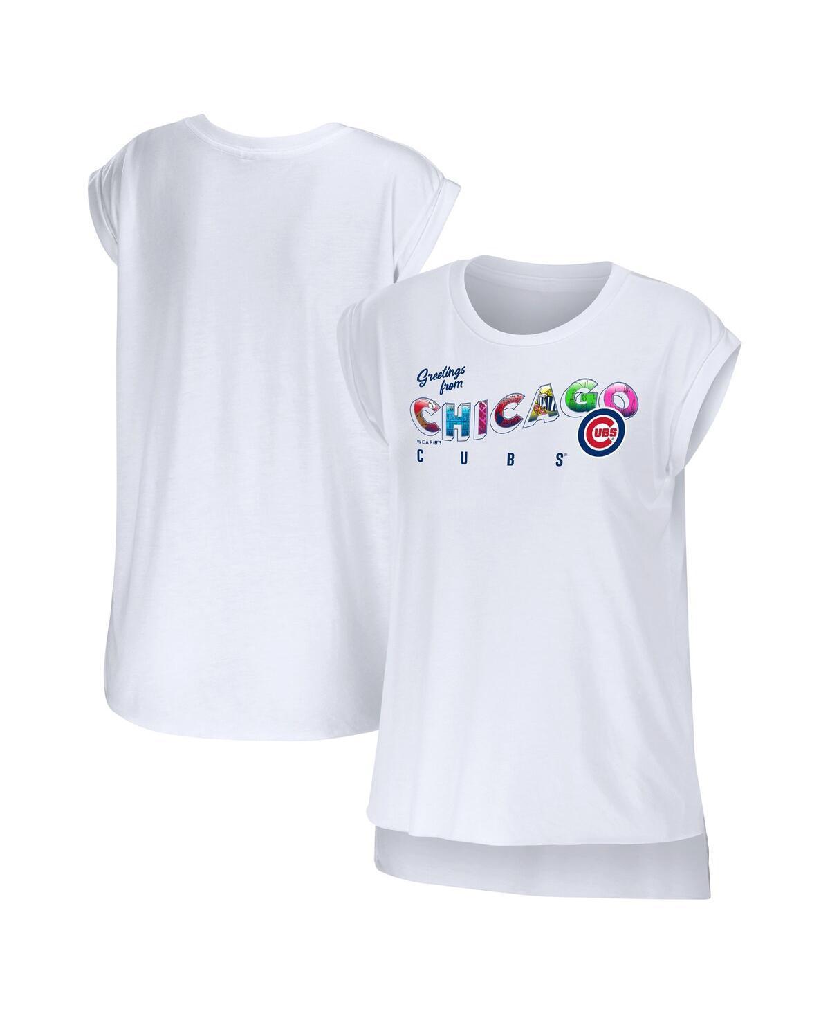 Womens WEAR by Erin Andrews Chicago Cubs Greetings From T-Shirt Product Image