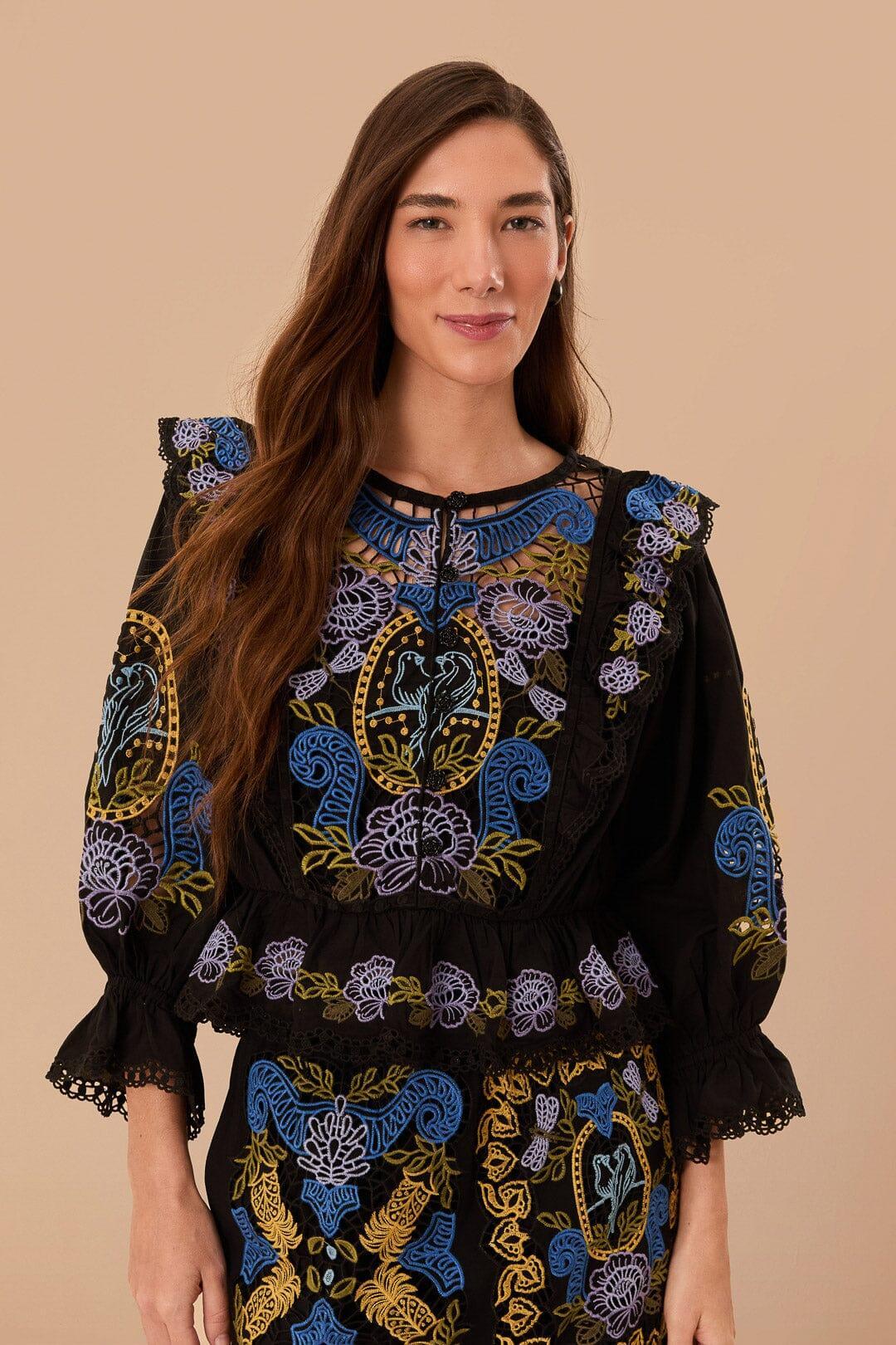 Black Richelieu Blouse, BLACK / S Product Image