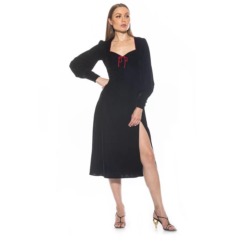 Women's ALEXIA ADMOR Willa Long Bubble Sleeve Fit And Flare Dress, Size: 4, Red Product Image
