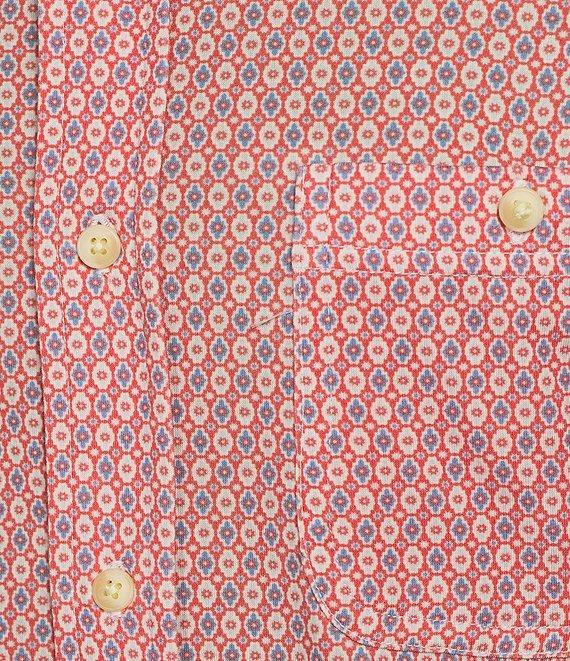 Rowm Rec + Relax Short Sleeve Geometric Print Knit Button-Front Shirt Product Image