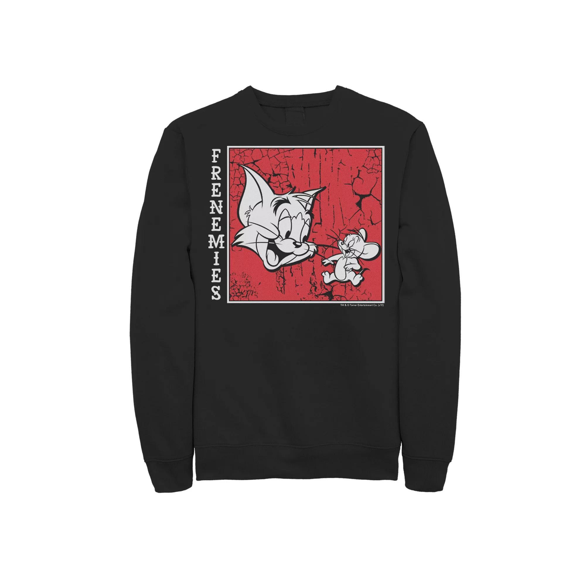 Men's Tom And Jerry Frenemies Street Style Portrait Sweatshirt, Size: XXL, Black Product Image