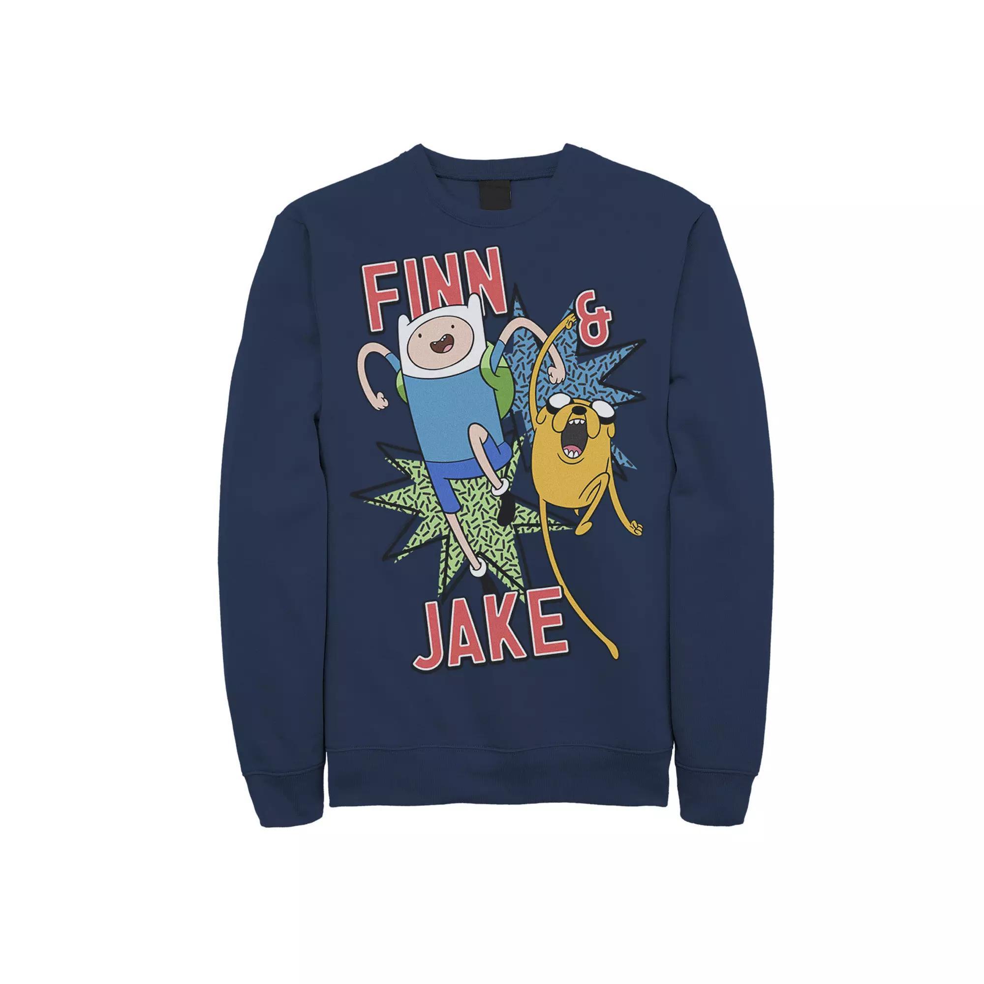 Men's Cartoon Network Adventure Time Finn & Jake Kapows Fleece, Size: Small, Grey Heather Product Image