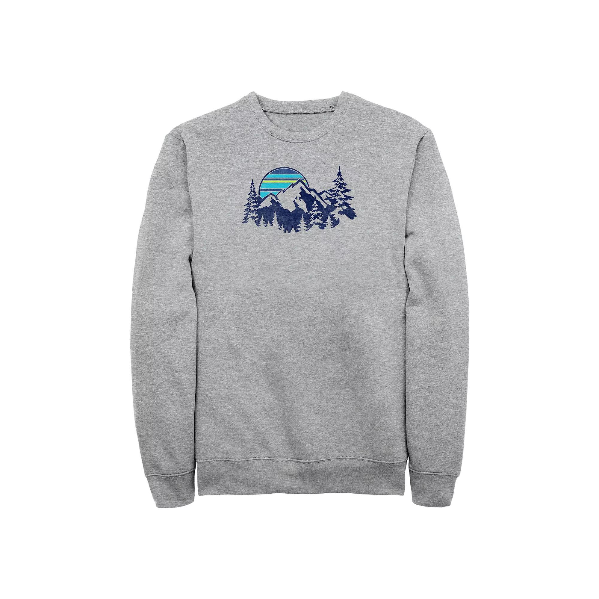 Big & Tall Mountain Range Graphic Fleece Pullover Sweatshirt, Men's, Size: 4XL, Athletic Grey Product Image