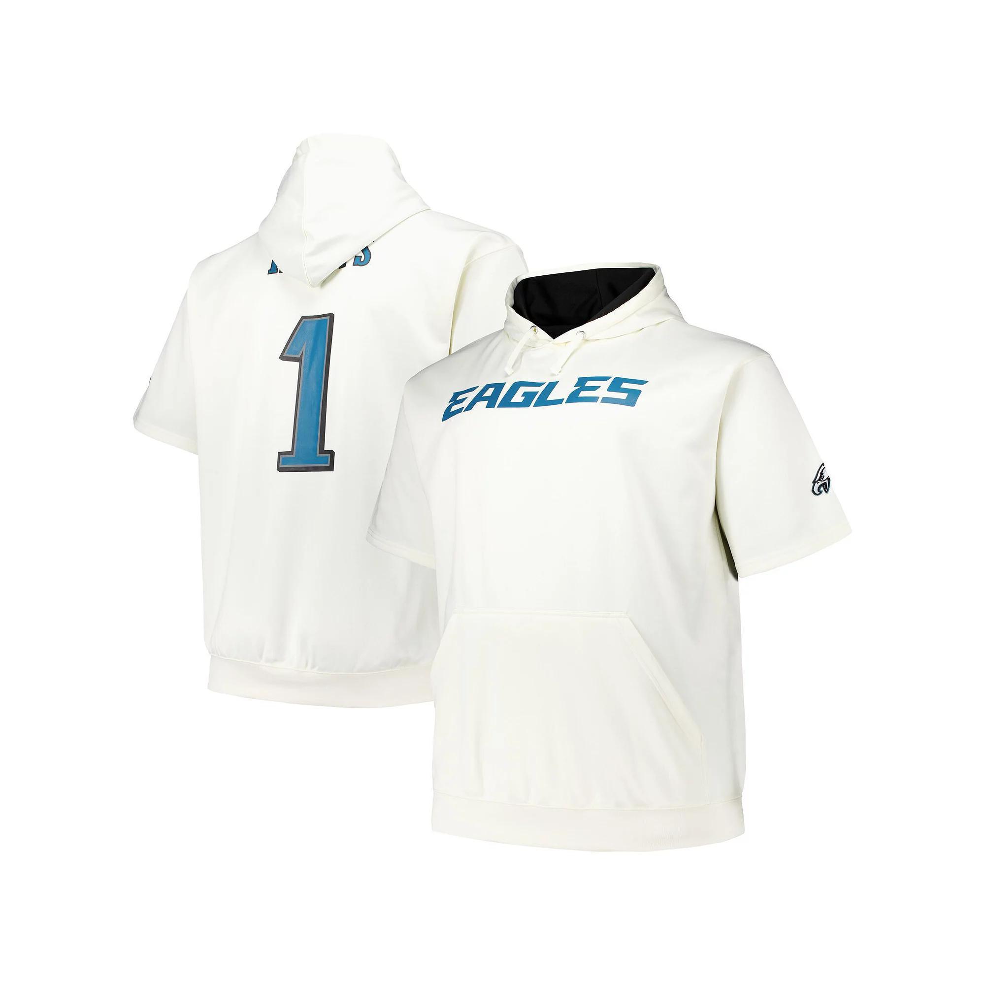 Men's Fanatics Jalen Hurts Cream Philadelphia Eagles Big & Tall Short Sleeve Hoodie T-Shirt, Size: 2XB, Beige Product Image
