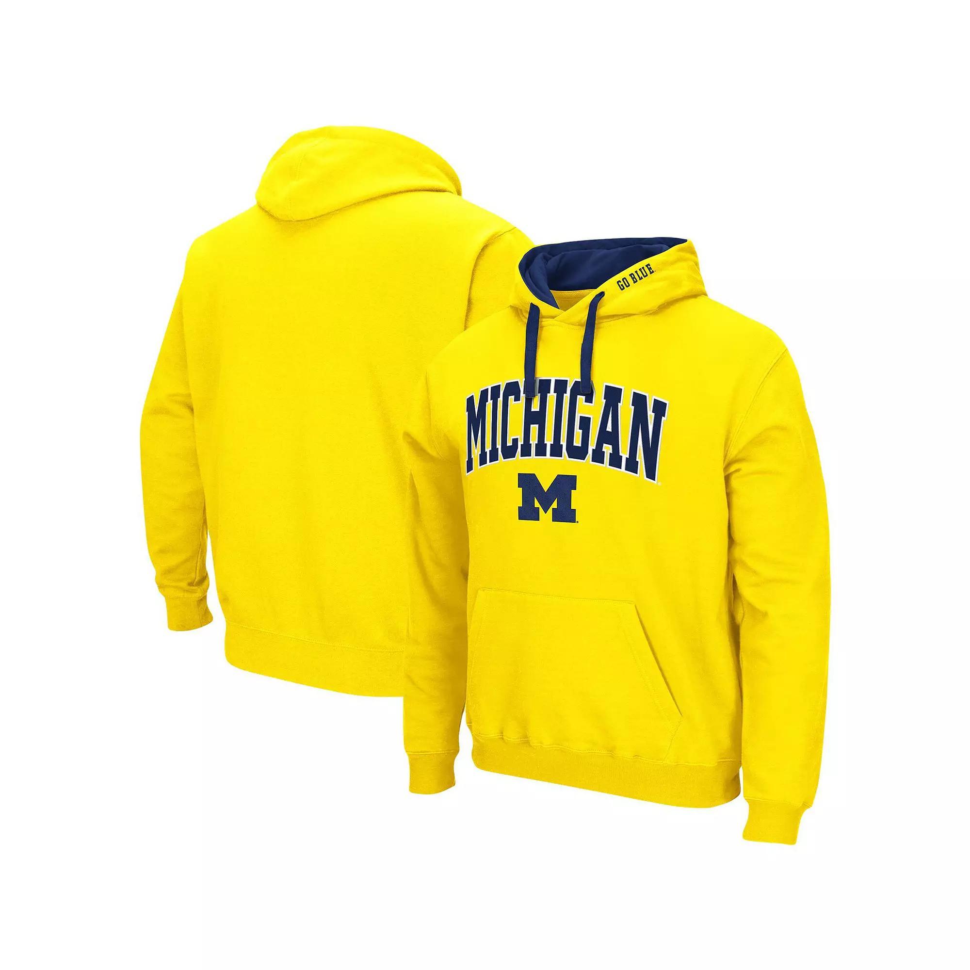 Men's Colosseum Maize Michigan Wolverines Big & Tall Arch & Logo 2.0 Pullover Hoodie, Size: 4XB, Gold Product Image