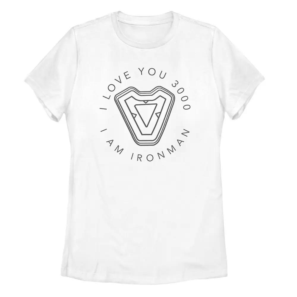 Juniors' Marvel's Avengers Iron Man Heart Arc Reactor Quote Tee, Girl's, Size: XXL, White Product Image