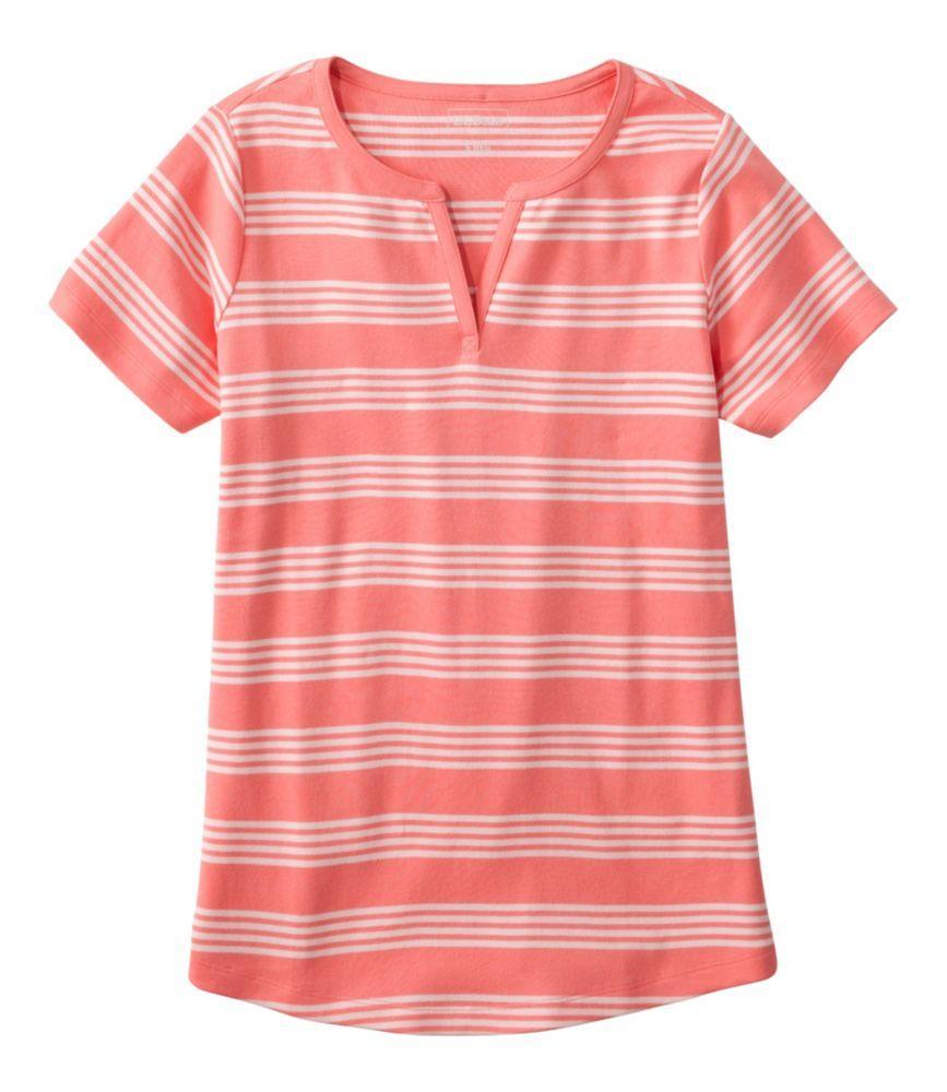 Women's L.L.Bean Tee, Short-Sleeve Notch-Neck Stripe Product Image