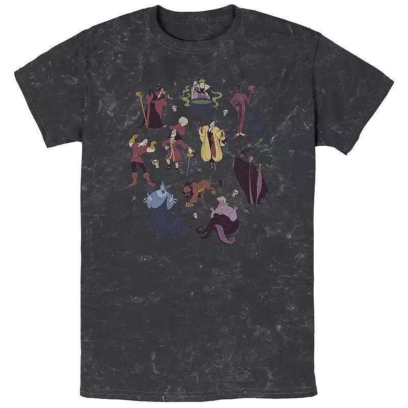Disney Villains Men's Group Shot Doodles Mineral Wash Graphic Tee, Size: XL, Black Product Image