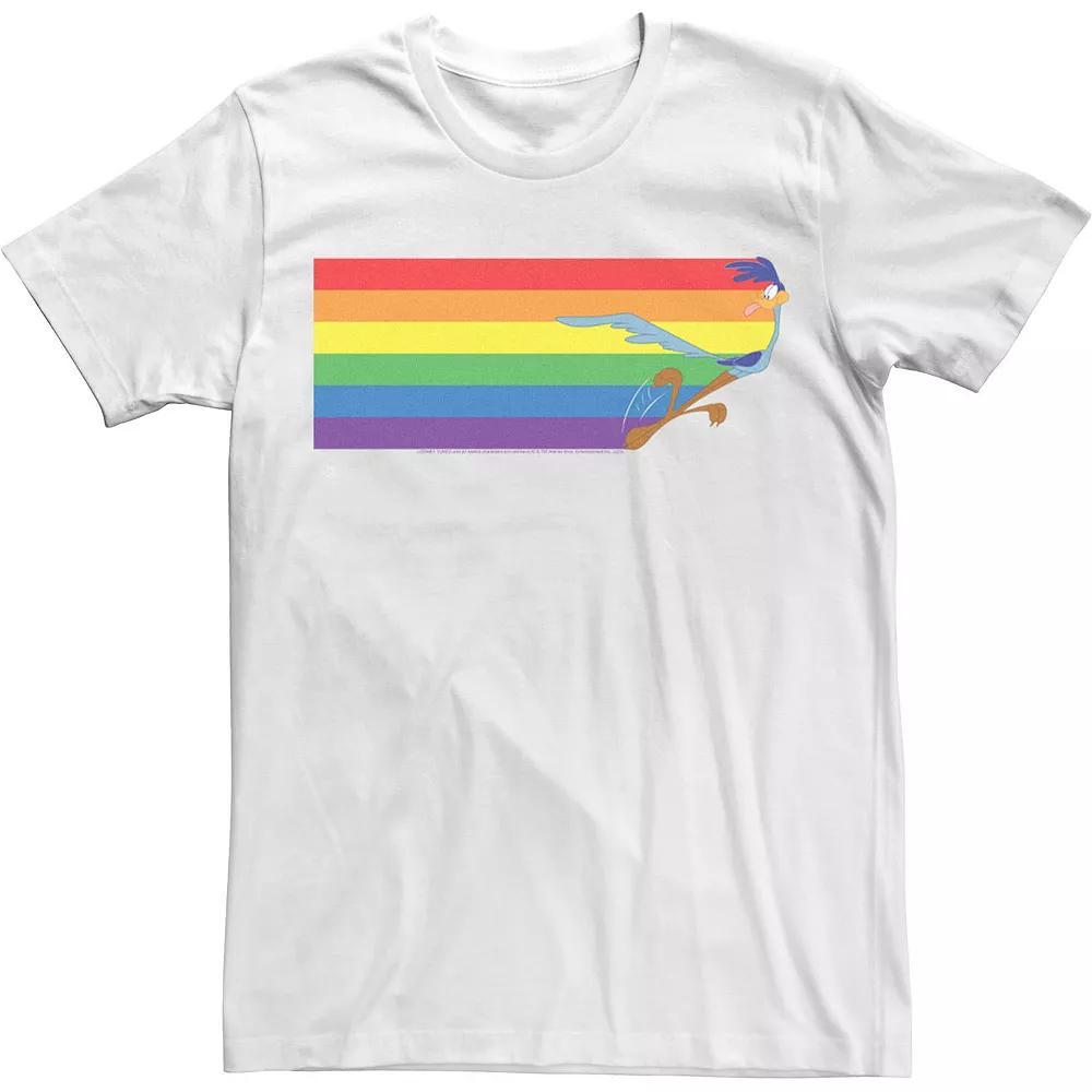 Men's Looney Tunes Pride Road Runner Rainbow Tee, Size: 3XL, White Product Image