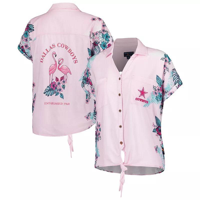 Women's Margaritaville Pink Dallas Cowboys Stadium Tie-Front Button-Up Shirt, Size: Small Product Image