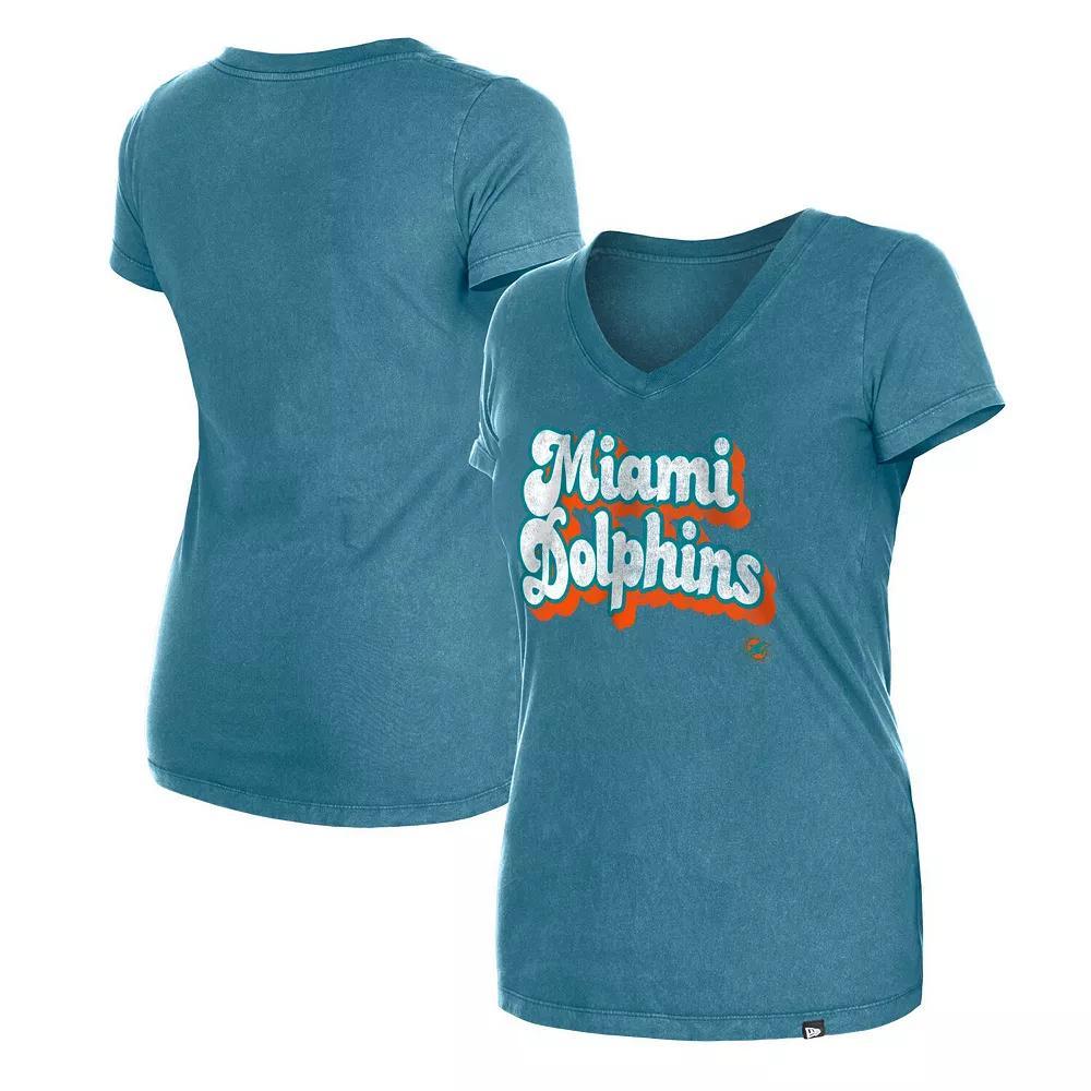 Women's New Era Royal Seattle Seahawks Enzyme Wash Low V-Neck T-Shirt, Size: Large, Blue Product Image