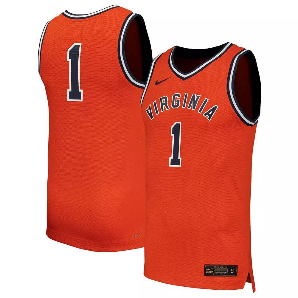 Men's Nike #1 Orange Virginia Cavaliers  Throwback Replica Basketball Jersey, Size: Large Product Image