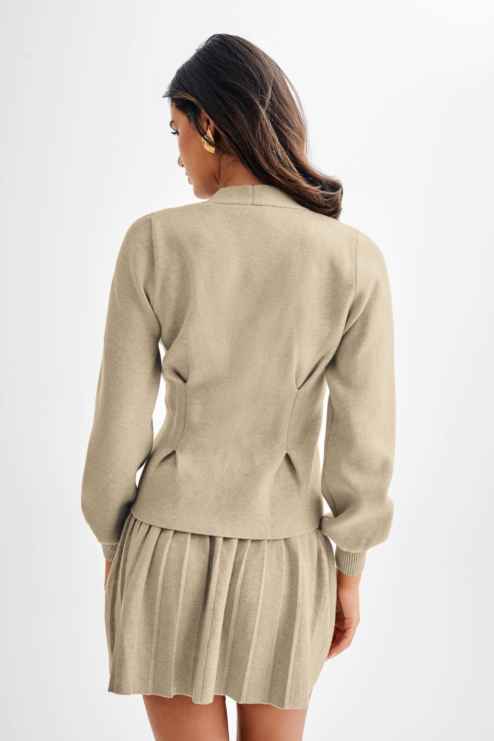 Beverly Knit Pleated Mini Skirt - Oak Product Image