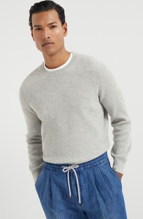 BRUNELLO CUCINELLI English Rib Knit Sweater In Grey Product Image