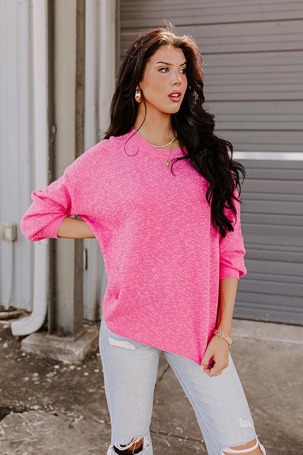 Copy That Knit Sweater In Hot Pink Product Image