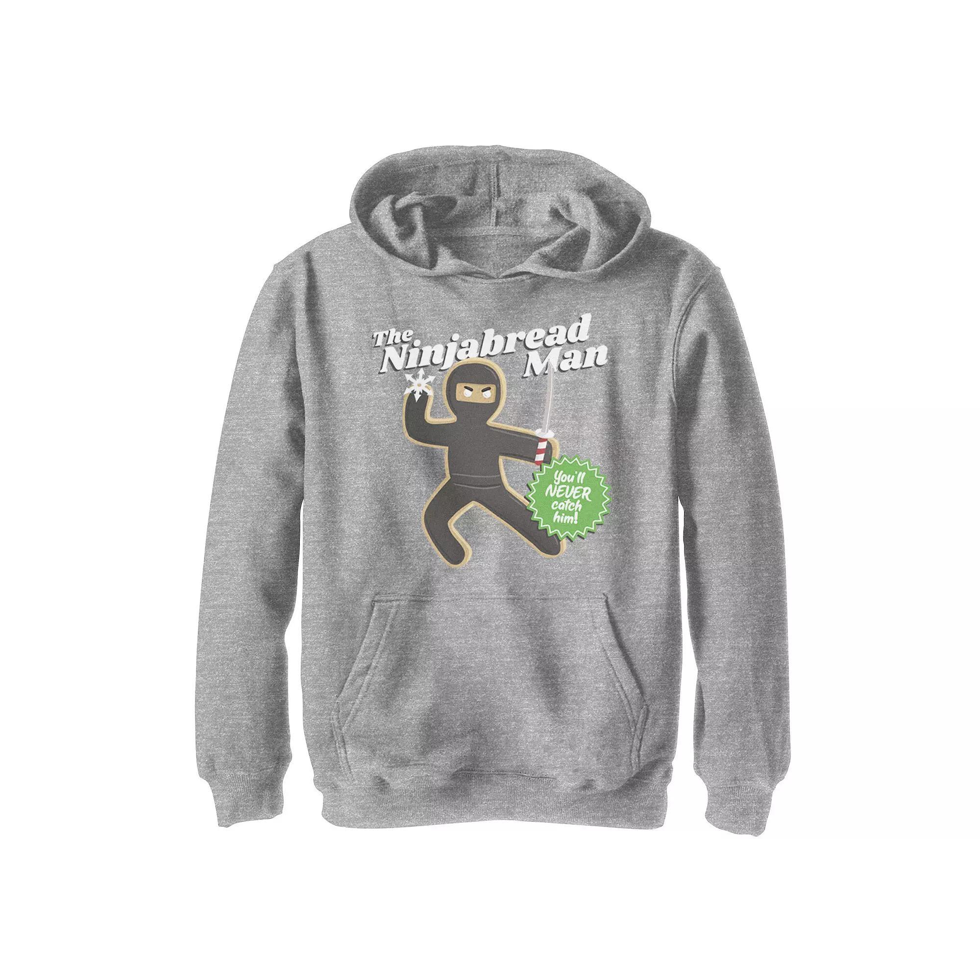 Boys 8-20 The Ninjabread Man You'll Never Catch Him Christmas Graphic Fleece Hoodie, Boy's, Size: Large, Athletic Grey Product Image
